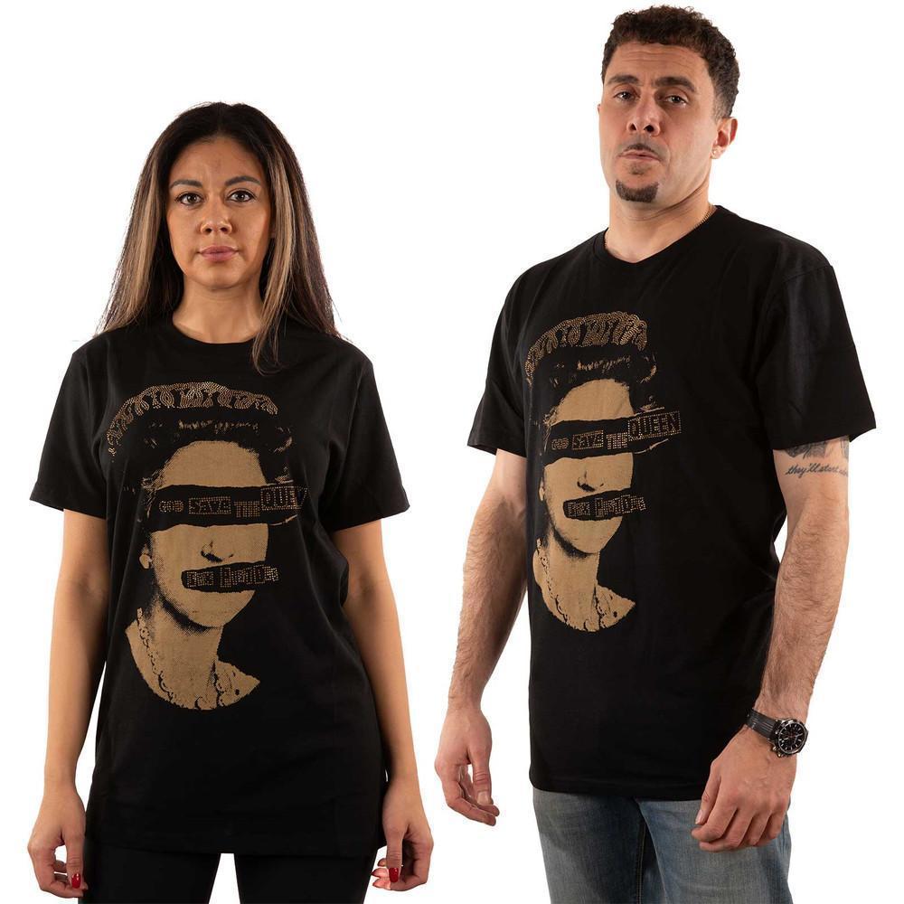 Sex Pistols Unisex Embellished T-Shirt God Save The Queen 2 Sided